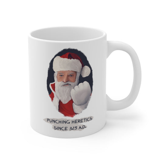 Santa Punching Heretics Mug