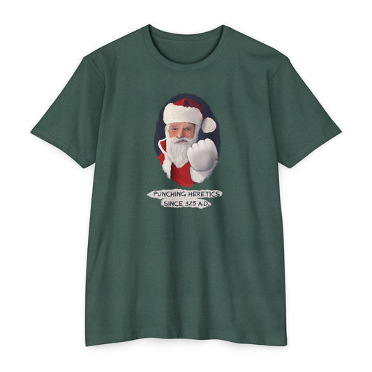 Santa Punching Heretics T-shirt