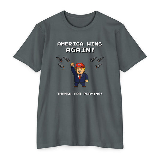 America Wins Again Retro Video Game T-Shirt