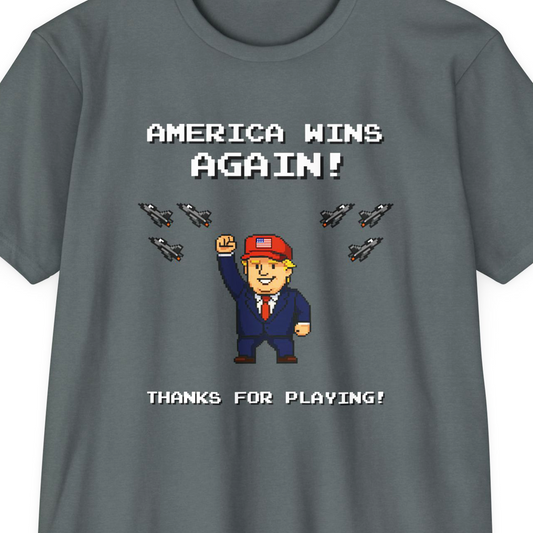 America Wins Again Retro Video Game T-Shirt