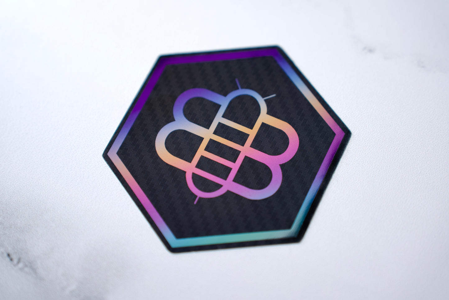 Bee Hex Sticker - Anodized Titanium
