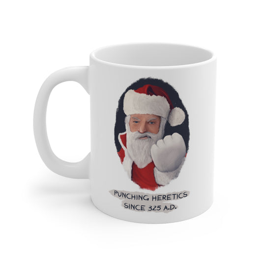 Santa Punching Heretics Mug
