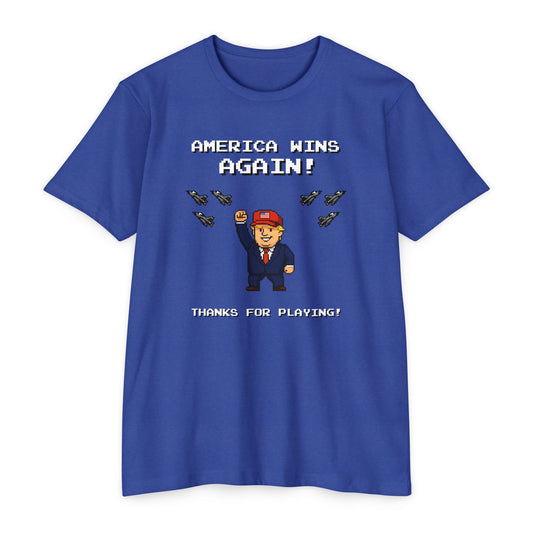 America Wins Again Retro Video Game T-Shirt